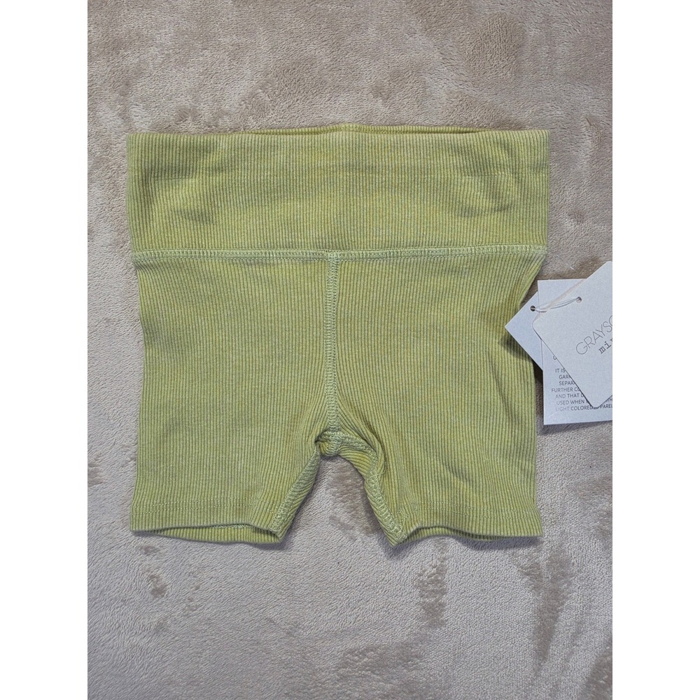 Grayson Mini Lime Green Ribbed Biker Shorts Acid Wash Toddler 18M NWT